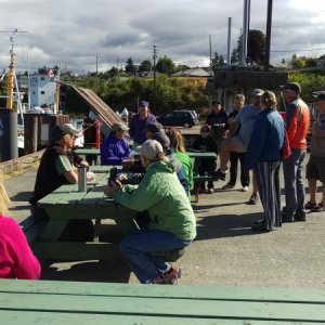 On the wharf at Powell River breakfast.