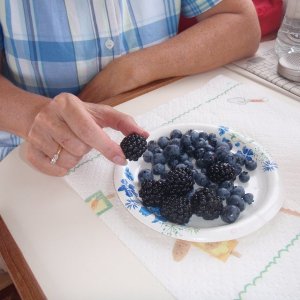 blueberries and blackberries from the farmers market at Little Current Ontario