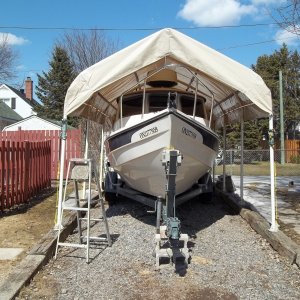 4/7/2011..removed tent sides.starting process for bottom painting