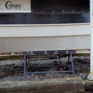 4/11/2011..Port view, i padded the lateral support (steel saw horse)with carpet.