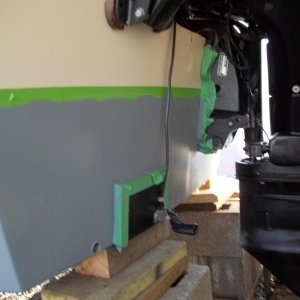 4/24/2011..transom,1st coat of ( Grey )epoxy