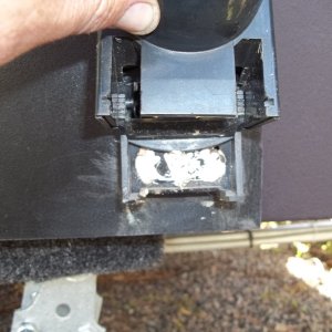 08/10/2011..removed the screws that secured the P66 transducer.. dipped them in thickened West System epoxy and reinstalled them.I than used 3M 4200 to cover remaining gaps.