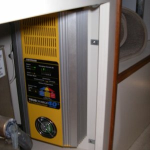 Battery Charger installed in hot water heater cabinet. In place of factory charger.