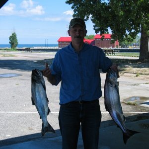 Media '(Not For Hire) Pair of tasty kings, went 4 for 5 on 7-28-05.' in album 'Lake Michigan King, 1 of 9 taken Aug 10, 04 and a steelie too'