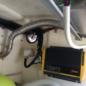 Battery Charger, starboard side, facing forward on aft bulkhead