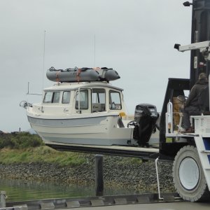Kyle lifting the boat out Sunday morning