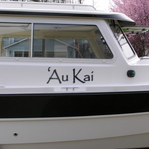 Came out OK I think.  Black with a gray outline to match the boat.
