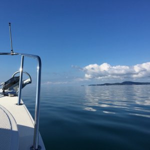 Crossing a glassy Rosario Strait