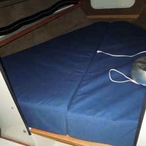Custom made 7in memory foam mattress covered with sunbrella material.  $$$$