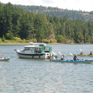 Halcyon and Kayaks, Garrison Bay, San Juan Island