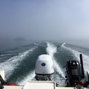 Cruising around Hope Island. Sam says he needs a radar for the 16.