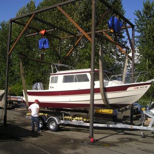 Putting her on the trailer (Wed 5-4