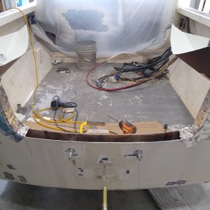 Inner skin is back on. Side are taped up, upper funnels built. Will be using Carbon Core Pourable Transom.