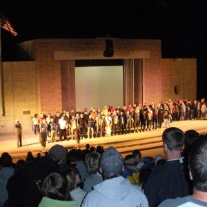 Honoring all veterans during evening ceremony.  Very touching!