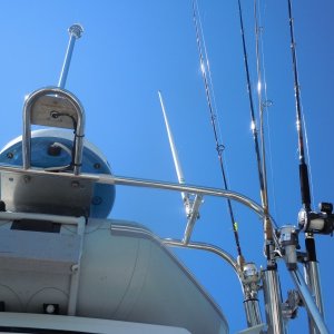 Looking up at the toys.  Four rod holders per side.