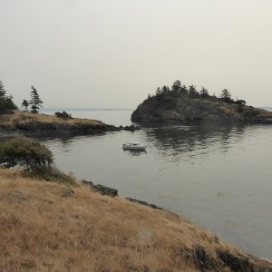 South cove of Saddlebag. Normally you should be able to see the foothills and Mount Baker in the background, but the haze from the wildfires decreased visibility