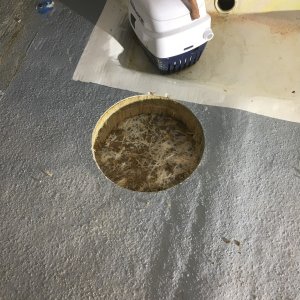 4 inch hole saw to begin the installation. Wanted it mounted as far aft as possible.