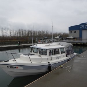 After working on the Wallas installation for 4 hours on the workstand, I decided to launch and finish the project on the water in Anacortes. Who's that in the background?