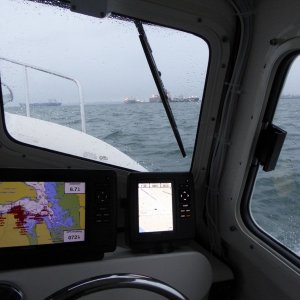 A little lumpy on the way back, but not bad for a C-dory. And this time the newly installed Wallas 1300 is keeping me warm and dry.