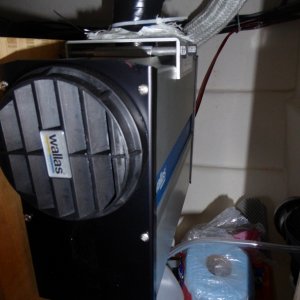 Intake and exhaust ducting (exhaust line runs inside of the larger diameter intake duct), wrapped in cloth insulation, must be 3' or less. Mine is probably about 2.75 ft at this location.