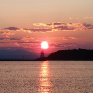 49.) Burlington harbor sunset