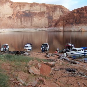 Left to right Monday morning in Explorer Canyon 9/26/11, Jeff in No Name, C-Swell, Two Bears, Voyager, Hunky Dory