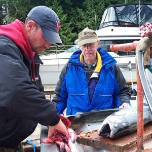 Son and Dad on Dads' last fishing trip.