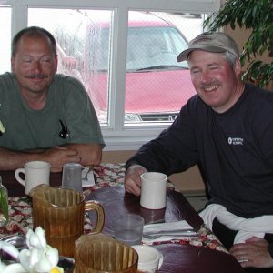 (Pat Anderson) Jon (C-Lou) and Brock (Bambina) at Love Dog Cafe breakfast