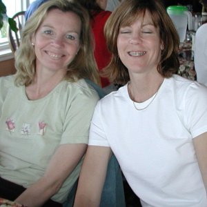 (Pat Anderson) Cynthia (C-Lou) and Dana (Da Nag) at Love Dog Cafe breakfast