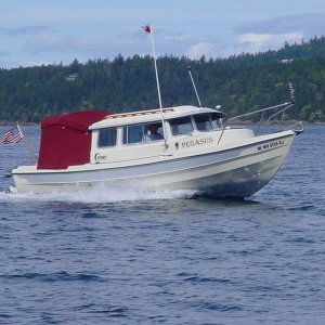 Pegasus returning from Lopez, 2004.  Was for sale, probably new owners by now!