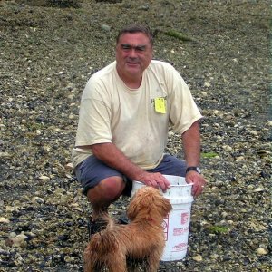 (Pat Anderson) Pat (Da Photog) and Oscar Gathering Mussels
