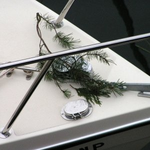 (Pat Anderson)Sprig of Greenery on Bow of Two Lucky Fish