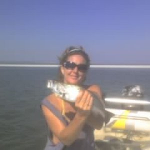 My daugher and a Trout