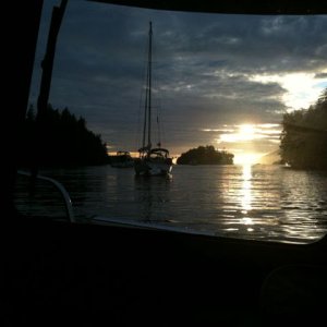 anchored in Effingham Bay, Barkley Sound