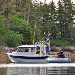 Becky and Dave's unnamed 25' Cruiser.  Possible name "Becky Ann".