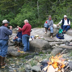 Everyone enjoys the wonderful food, warm bonfire and fellowship at the gathering.