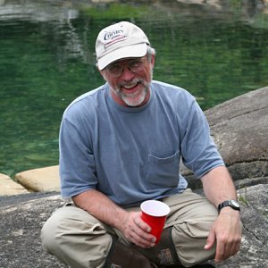 Tom enjoying the fine food and friendship.