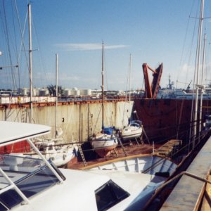 The little boat in the rear is Our Journey, 36\'