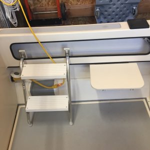 The steps are removable and can be mounted either to port or starboard.