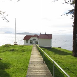 Walkway down to the lighthouse, oil storage, and fog signal building