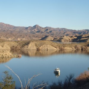 Lake Mohave C-Dory Rana Verde soaking up some rays and peaceful desert scenics
