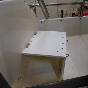 After adding the AC unit to the boat, I added this generator mount/"bridge".  In winter, when the AC and gen are in storage (Solar panels handle everything else.), I use this as an easy way to stern depart the boat.