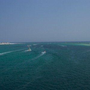Destin,FL - looking south at pass (jetties)