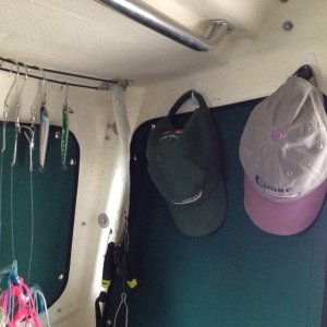 Hat hooks and halibut rig holder.