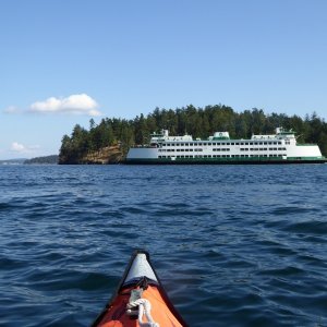 Ferry leaving, now it is safe to cross.