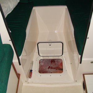 Hatch installed, balsa sealed in epoxy.