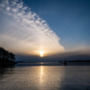 Sunset as a front moves in, Shallow Bay