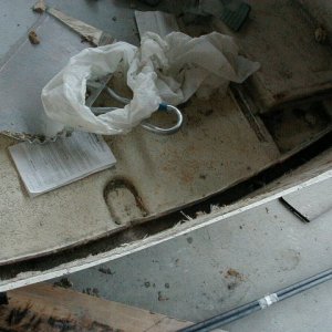 here is a shot looking straight down  after the rotten material was stripped out.(note that it was taken out all the way down into the flooring