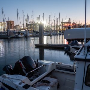 South Beach Marina during an evening Giants game