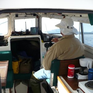 John at the helm of Far West II